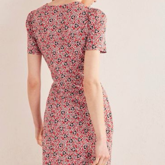 NWT - Boden Knot Front Tencel Jersey Dress - Red Floral - Size 8L - Picture 3 of 11